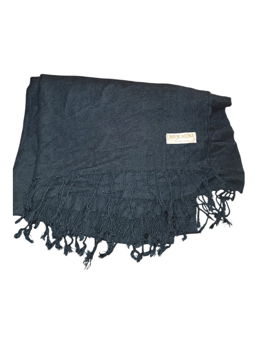 Pashmina 100 % Cashmere Black Scarf With Fringe